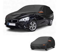 Partuto Funda de Coche Impermeable para Todo Clima Protección Solar y contra la Lluvia Exterior Completa para BMW Serie 2 Hatchback Película de Aluminio Negra con Franjas Reflectantes