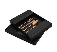 Party 24pcs/set Golden Cutlery Set con Giftbox Mirror Gold Siltware Silning Sinderware Set Senchware Spoon Spoon Waterware Juego excepcional (color: naranja) (naranja)