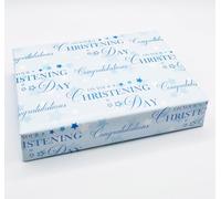 Party Angels 2 hojas de papel de regalo con 2 etiquetas «Congratulations On Your Christening Day Boy», color azul y blanco BGC), juego de 4 piezas