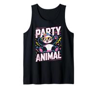Party Animal Panda tee Funny Cool Gafas de Sol Cap Retro Style Camiseta sin Mangas