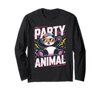 Party Animal Panda tee Funny Cool Gafas de Sol Cap Retro Style Manga Larga