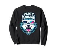 Party Animal Wolf with 3D Glasses Funny Rave Graphic Sudadera