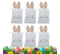 Party Bag - Burlap, 7.09x5.12in Goodie Bag Bunny Design | Reusable Easter Candy Pouch, Bunny Party Bags For Preschool, Classroom, Birthday, Easter Celebration And School Events