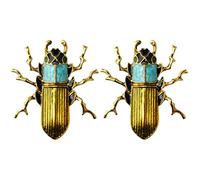 Party Beetle Shiny Gold Alloy Lapel Pin Breastpin Jewelry for Wedding Banquet 2pcs Enamel Brooch