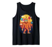 Party Bigfoot With Balloons Sunglasses And Forest Sunset Camiseta sin Mangas