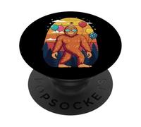 Party Bigfoot With Balloons Sunglasses And Forest Sunset PopSockets PopGrip Adhesivo
