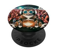 Party Cat DJ Vibes en un Festival de música Diversión PopSockets PopGrip Adhesivo