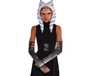 Party City Ahsoka - Kit de accesorios para disfraz para adolescentes y adultos, Star Wars: The Mandalorian, disfraz incluye tocado y mangas para brazos, disfraces para Halloween, fiestas de cumpleaños