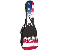 Party Crowd On A American Flag Independence Day Soprano Ukulele Case Tenor Ukulele Bolsa para adultos Funda de ukelele con correas ajustables Bolsa acolchada impermeable para ukelele