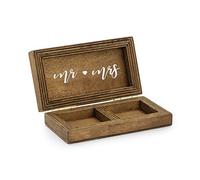Party Deco - Caja de madera para anillos de boda, recuerdo de boda rústico