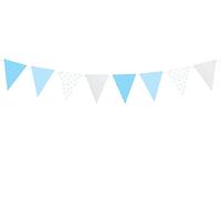 party deco FLG7-011J - Juego de banderines de 1 cumpleaños celeste con purpurina 1,3 m