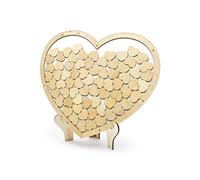 Party Deco - Libro de visitas de madera con 70 corazones de madera, 44 x 37,5 cm, libro de invitados de boda, álbum de bodas, libro de bodas, marco de madera