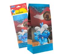 Party Factory 10 bolsas de fiesta con diseño de Pitufos, incluye pegatinas, 10 x 20 x 6 cm, coloridas, bolsas de papel para obsequios, cumpleaños infantiles