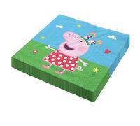 Party Factory Peppa Wutz - 20 servilletas de papel, 12.9 x 12.9 pulgadas, coloridas, 3 capas, servilletas desechables para fiestas de cumpleaños infantiles o fiestas temáticas
