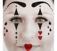PARTY FACTORY Tatuaje facial con varios diseños, tatuaje facial temporal para niños y adultos, fiestas temáticas, cumpleaños infantiles, víspera de Año Nuevo, Halloween, carnaval/carnaval (arlequin)