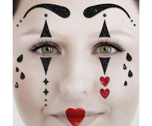 PARTY FACTORY Tatuaje facial con varios diseños, tatuaje facial temporal para niños y adultos, fiestas temáticas, cumpleaños infantiles, víspera de Año Nuevo, Halloween, carnaval/carnaval (arlequin)