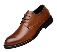 Party Formal Oxford Shoes for Men Spanish Leather Lace-up Breathable Non Slip Block Heel Anti-Slip Prom Shoes(Brown,42 EU)