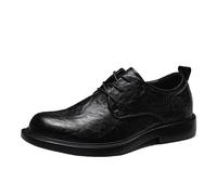 Party Formal Shoes for Men Genuine Leather Lace-up Breathable Non Slip Anti-Slip Rubber Sole Block Heel Low Top(Noir,41 EU)
