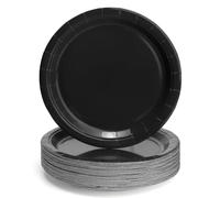 PARTY GO 50 platos de papel desechables de 7 pulgadas para cena y postre, suministros de fiesta para graduación, vacaciones, boda, fiesta de cumpleaños, baby shower, decoración color negro