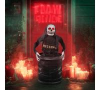 PARTY GO Decoraciones de Halloween Demonio del Barril, con oscilación del cuerpo y gritar, adecuadas para fiestas de Halloween, casas encantadas, césped y jardín al aire libre