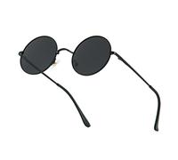 PARTY GO Gafas de sol para hombre y mujer UV400 Polarizadas Vintage Pequeñas Redondas Gafas Lennon, Negro