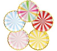 PARTY GO Platos Desechable de Circo para Fiestas, 50 platos de papel de 9" 23 cm para cena y postre, Para fiestas de cumpleaños, vacaciones, bodas, decoraciones de graduación, Multicolor