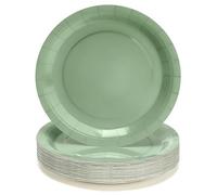 PARTY GO Platos Desechable de MorandiVerde, 50 Platos de Papel de 9" 23cm Para Cena y Postre, Para Fiestas de Cumpleaños, Vacaciones, Bodas, Decoraciones de Graduación