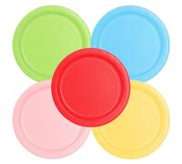 PARTY GO Platos Desechable de Multicolor, 50 Platos de Papel de 9" 23cm Para Cena y Postre, Para Fiestas de Cumpleaños, Vacaciones, Bodas, Decoraciones de Graduación