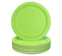 PARTY GO Platos Desechable de Verde, 50 Platos de Papel de 9" 23cm Para Cena y Postre, Para Fiestas de Cumpleaños, Vacaciones, Bodas, Decoraciones de Graduación