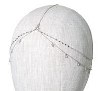 Party Head Chain Wedding Hair Accessories Elegant Headpiece Bling Bridal Forehead Chain Jewelry para la moda(Silver)