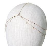 Party Head Chain Wedding Hair Accessories Elegant Headpiece Bling Bridal Forehead Chain Jewelry para la moda(Gold)