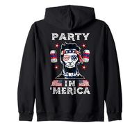 Party In Merica Drinking Lincoln Abraham 4th of July Sudadera con Capucha