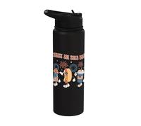 Party In The USA 4th Of July Vintage Hot Dog 4th Of July Stainless Steel Insulated Water Bottle