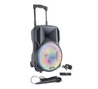 Party Light & Sound PARTY-10RGB - PARTY LIGHT & SOUND - Altavoz a pilas de 10'/25cm 400W RMS con 1 micrófono con cable y efecto de luz en el woofer - Bluetooth, USB y AUX - Negro