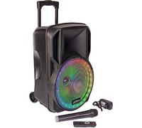 PARTY-12RGB - PARTY LIGHT & SOUND - Altavoz a pilas de 12"/30cm 700W con 1 micrófono VHF inalámbrico y efecto de luz en el woofer - Bluetooth, USB, MICRO SD y AUX - Negro