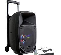 PARTY-8LED - PARTY LIGHT & SOUND - Altavoz a pilas de 8"/20cm de 200W RMS con 1 micrófono con cable y efecto de luz en el woofer - Bluetooth, USB y AUX - Negro