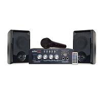 Party Light & Sound - PARTY-KA100 - Kit de karaoke con 1 amplificador (2x50w), 1 micrófono y 2 altavoces (2x50W) - USB, Bluetooth y SD - Negro