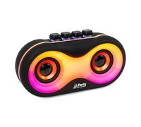 Party Light & Sound - PARTY-OWL - Sistema de altavoces portátil búho iluminado a pilas - Bluetooth, USB, MicroSD y AUX - Negro mate