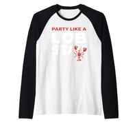 Party Like A Lob Star Funny Lobster Dancing Music Lovers Camiseta Manga Raglan