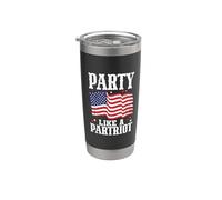 Party Like A Partriot American Flag 4th Of July Patriot Vaso térmico de acero inoxidable de doble pared