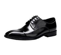 Party Oxford Shoes for Men Synthetic Leather Lace-up Round Toe Non Slip Anti-Slip Prom Wedding Shoes(Noir,42 EU)