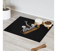Party Skeletons - Tapete de alimentación de mascotas para gatos, perros, cuenco de agua, tapetes de comida, esqueletos, calaveras, alfombrillas de alimentación para mascotas, absorbente y