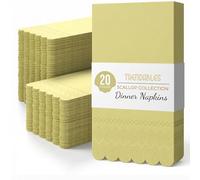 Party Solids Servilletas festoneadas amarillas desechables, 20 unidades, 3 capas, servilletas festoneadas amarillas, desechables decorativas para cenas y fiestas, toallas de papel para invitados para