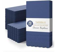 Party Solids Servilletas festoneadas azules desechables, 20 unidades, 3 capas, color azul festoneado, servilletas desechables decorativas para cenas y fiestas, toallas de papel para invitados para