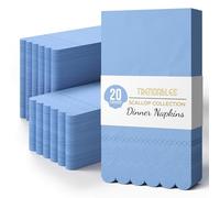 Party Solids Servilletas festoneadas de color azul claro, 20 unidades, 3 capas, color azul claro, festoneadas, desechables, decorativas para cenas y fiestas, toallas de papel para invitados para baño