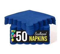 Party Solids Servilletas festoneadas de color azul oscuro, 50 unidades, 2 capas, papel festoneado de 11.4 x 11.4 cm, plegadas, para uso diario, fiestas de cóctel y suministros de fiesta