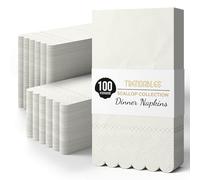 Party Solids Servilletas festoneadas de color marfil, desechables, 100 unidades, 3 capas, color marfil, para cenas y fiestas, toallas de papel para invitados para baño y suministros de fiesta
