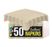 Party Solids Servilletas festoneadas de color marfil, desechables, 50 unidades, 2 capas, papel festoneado de 11.4 x 11.4 cm, plegadas, para uso diario, fiestas de cóctel y suministros de fiesta