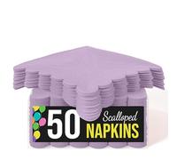 Party Solids Servilletas festoneadas de lavanda desechables, 50 unidades, servilletas de cóctel festoneadas de lavanda de 2 capas, papel de 4.5 x 4.5 pulgadas, plegadas, para uso diario, fiestas de