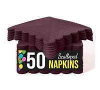 Party Solids Servilletas festoneadas marrones desechables, 50 unidades, 2 capas, papel festoneado marrón, 4.5 x 4.5 pulgadas, plegadas, para uso diario, fiestas de cóctel y suministros de fiesta